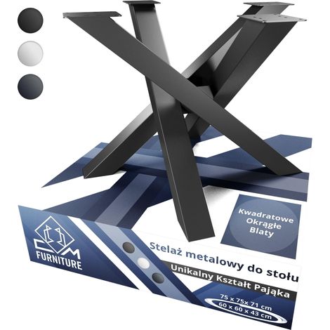 CM Furniture Tischbeine aus schwarzem Metall, Modell Spider, für runde/quadratische Tischplatten. Höhe 43 cm. X-förmiges Tischgestell. Maße: H 43 x B 60 x L 60 cm. Kreuzförmiges Gestell. Konferenztisc (1/5)
