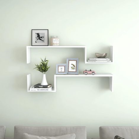 2 Stk. Wandregal,Wandboard für Wohnzimmer, Schlafzimmer, Flur, Badezimmer,Hängeregale Weiß 100x15x20 cm Holzwerkstoff DTHFF8942195 Bonnevie (1/5)