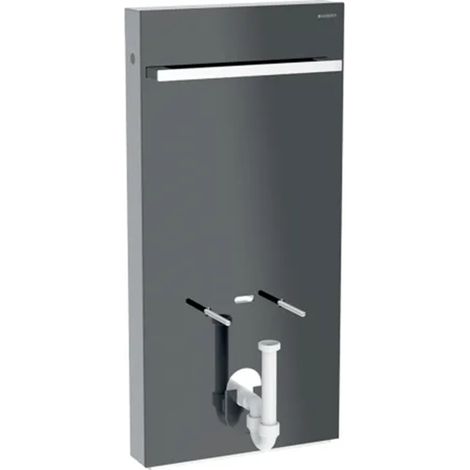 Panneau sanitaire Geberit MONOLITH pour bidet, 101 cm, avec porte-serviettes, verre noir, latéral aluminium chromé noir - Geberit (1/4)