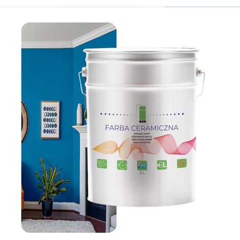 Peinture murale céramique, lavable, bleue, 5 L, résistante aux taches (1/5)