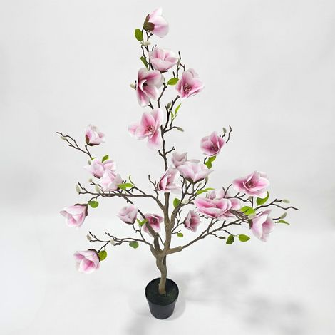 HOMESCAPES Artificial Magnolia Tree, 120cm, White (1/4)