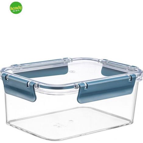 Contenitore per alimenti rettangolare EasyClip H&H in vetro temperato 1800 cc