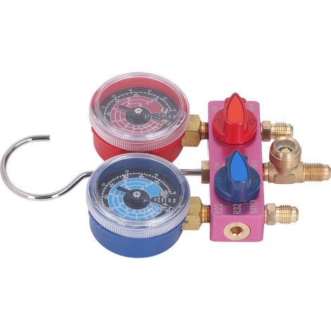 Manomètre de pression de réfrigérant miniature G1/4 avec flexible, vanne à bille et manomètre pour R22, R32 et R410A (1/5)