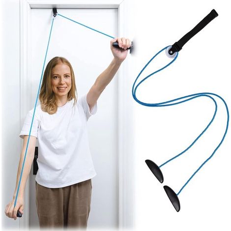 Rehabilitationstrainingsgerät – Schultertrainer – Schultertrainer mit Seilzügen – Seillänge 200 cm – PVC-Material – Blau (1/5)