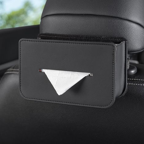 Support pour mouchoirs de voiture dans la voiture  Sac de rangement pour mouchoirs en PU  Porte-mouchoirs pour pare-soleil de voiture  Pour siège arrière, pare-soleil, appui-tête, voyage, road trip