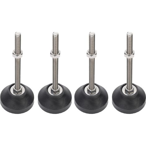 Beyamis Lot de 4 pieds de nivellement M8 réglables, antidérapants, en caoutchouc, pour établi, meubles, tables, chaises, étagères, etc. (noir) (1/5)