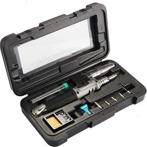 Butan-Lötkolben – 10-in-1-Gaslötkolben-Set, professionelle Selbstzündung, vielseitig einsetzbar für Reparaturen, Schmuckherstellung, Modellbau und Leiterplatten (1/5)