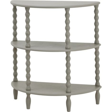 The Camden Collection Half Moon 3 Tier Table - Wood - L33 x W71 x H76 cm - Grey