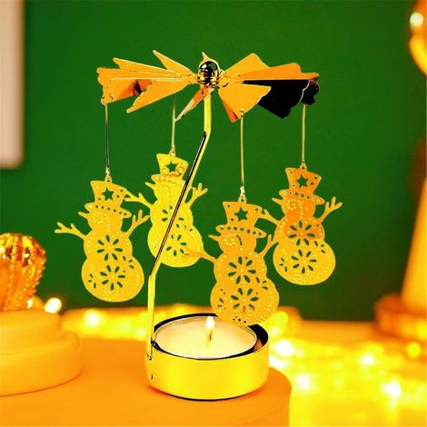 Bougeoir rotatif doré pour bougie chauffe-plat, idéal Noël, Saint-Valentin, décoration table fête, mariages. (1/5)