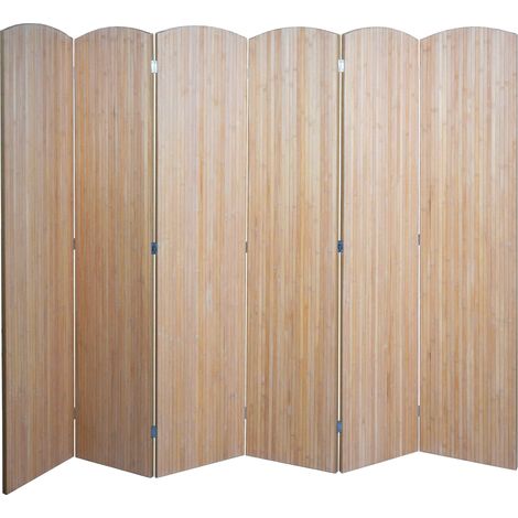 Paravento in bambù HHG-164, divisore separè, paravento, pieghevole, 6 pannelli, 170x245 cm
