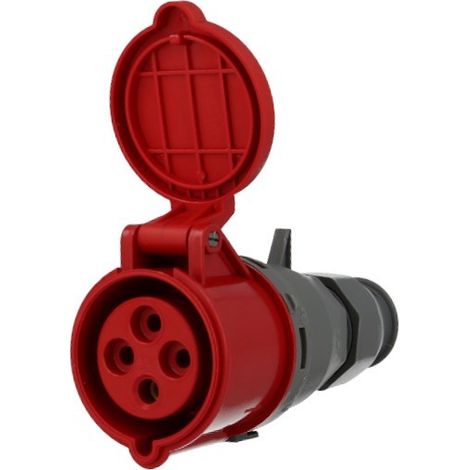 Solera – Prise femelle CEE triphasée 4 x 32A – Tension 400V – Indice de protection IP44 – Pour prolongateurs sur chantiers humides