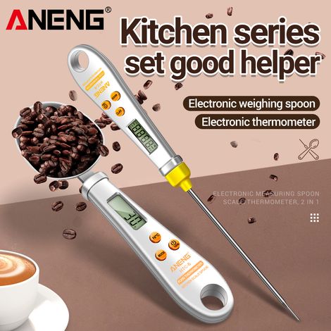 ANENG HTC-6 affichage numérique multifonctionnel 2-en-1 balance électronique cuillère à mesurer pesant gramme mètre thermomètre de cuisine