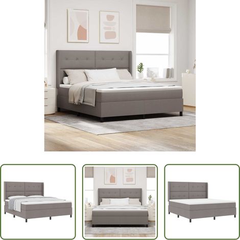 Matelas en polyester - Lit à ressorts avec matelas Taupe 200 x 180 cm tissu (1/5)