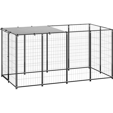 vidaXL Perrera negra 2,42 m² acero (1/5)
