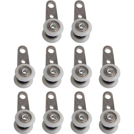 Roulettes Pour Meubles 10 pièces 45x19mm poulie à roulement en métal avec deux roues en plastique for armoire armoire fenêtre armoire portes coulissantes Roulettes Pivotantes Avec Frein