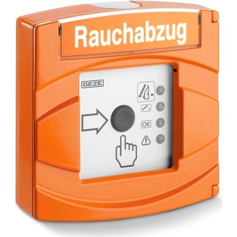 GEZE RWA Feuertaster FT4A VdS, 24 V, Aufputz, Alu Druckguss orange RAL 2011 (1/4)
