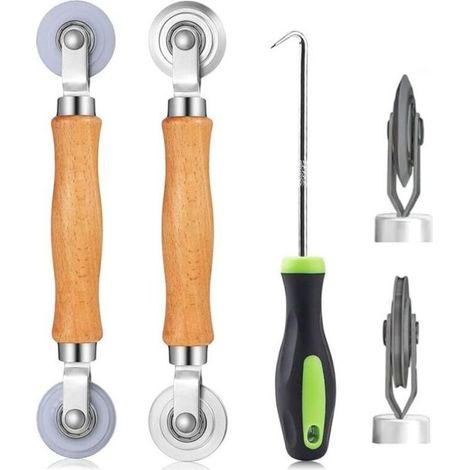 3 pièces, Kit outil pour moustiquaire, enrouleur bois-nylon, crochet, outil changement filet, pour fenêtre (1/5)