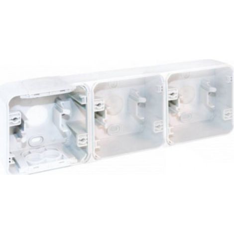 Boite étanche 3 poste horizontale en saillie - IP55 - OXXO Couleur Blanc