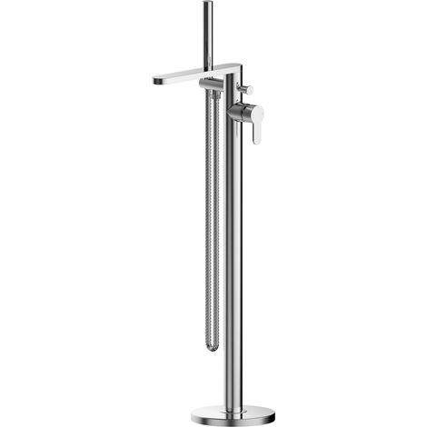 Contemporary Freestanding Round Bath Shower Mixer Tap - Chrome