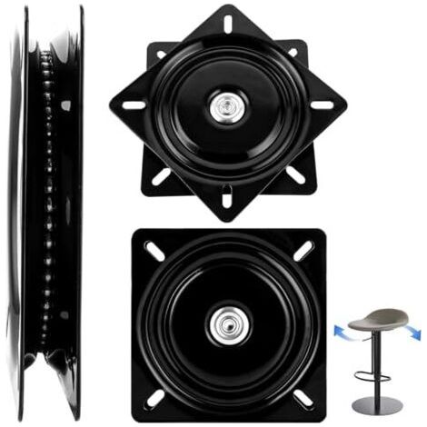 pièces. Pivot robuste à roulement à billes rotatif à 360°, supportant jusqu'à 200 kg. Plateau tournant de 175 mm (7 pouces) en acier inoxydable noir, idéal pour chaises, tabourets de