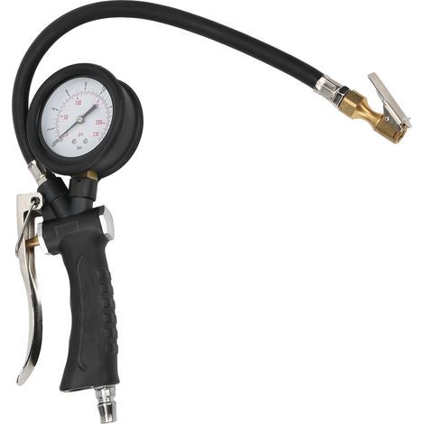 Manomètre de gonflage de pression des pneus portatif pour voiture moto avec tête rotative 20104 (1/5)