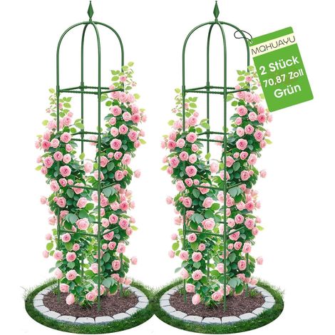 2 Pièce Treillis Obélisque de Jardin 180 CM, Tuteur en Métal Antirouille Revêtu par Pulvérisation, Support Escalade pour Plantes Grimpantes, Rosier, Tomate, Intérieur Extérieur Pots Jardin (1/5)