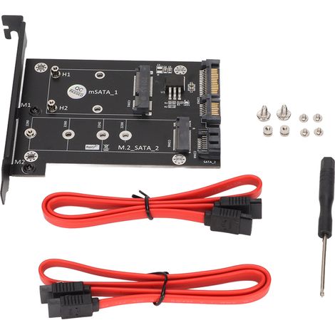 Adaptateur SATA 2-en-1 MSATA et M2 NGFF SSD vers double port SATA3, câble et vis inclus, pour 2230/2242/2260/2280 (1/5)