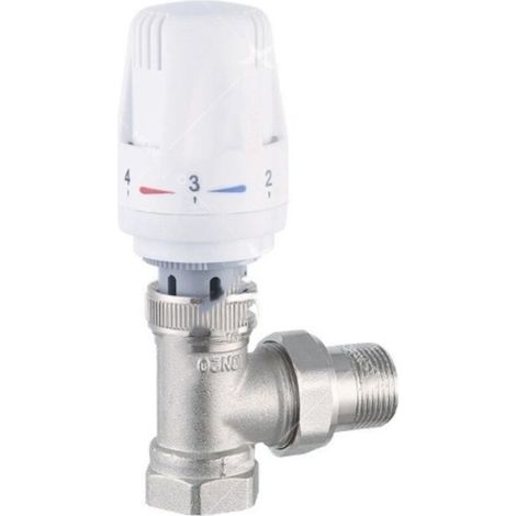 1/2" (15×21) Thermostatventil + Rückschlagventil Komplettset, wasserdichte Verschraubung, Heizkörperregler, rechter Winkel, weiß, Flüssigkeitssonde, Frostschutz