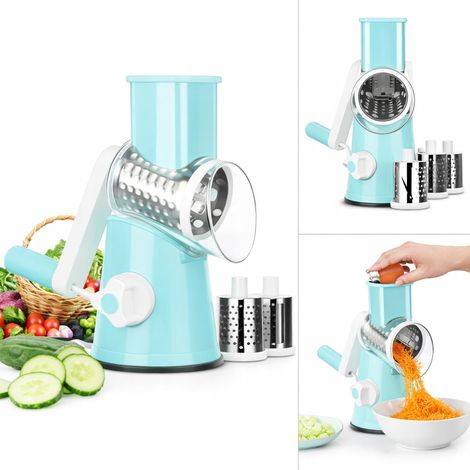 Râpe rotative manuelle avec râpes pour légumes, fromage, pommes de terre, 3 inserts (1/5)