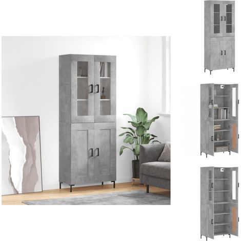 Sideboards - Living Highboard Betongrau 69,5x34x180 cm Holzwerkstoff (1/5)