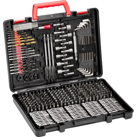Jeu de 318 embouts de perçage et vissage, pour bois, métal et béton, rangé dans un coffret organisé. (1/5)