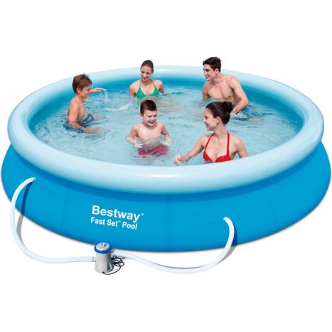 Bestway Pool Set 366x76cm rund Swimmingpool Garten Baden Planschbecken (1/5)