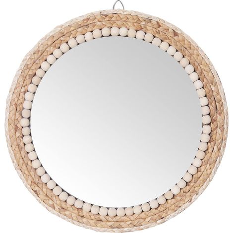 15 Inch Boho Round Hanging Wall Mirror Decorative Rattan Circle Mirrors for Farmhouse, Living Room, Bedroom (1/5)