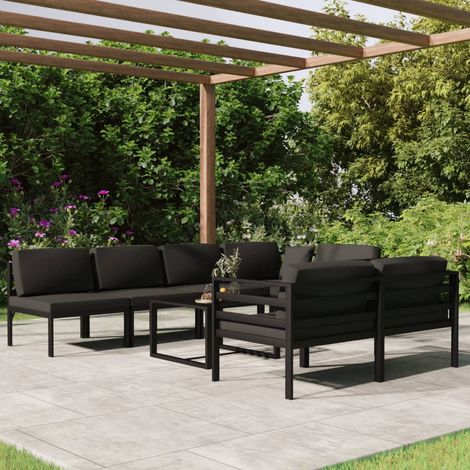 8-tlg. Garten-Lounge-Set mit Kissen Aluminium Anthrazit vidaXL (1/5)