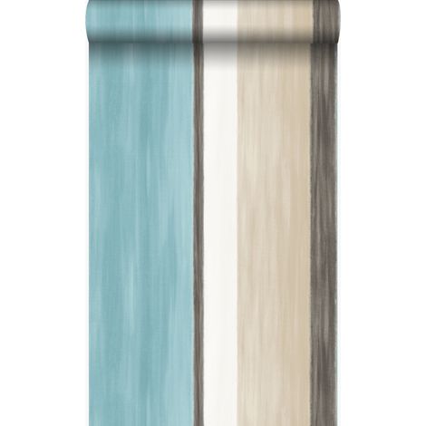 papier peint à rayures turquoise et beige  - Origin Wallcoverings (1/5)