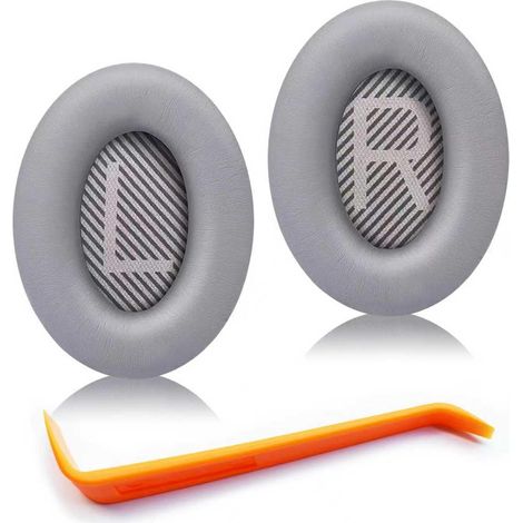 Coussinets Doreilles - Pour Casques Bose QC35 II QC25 QC15 AE2 SoundTrue - Cuir Protéiné Et Mousse Mémoire - Gris - Lot De 2 (1/5)