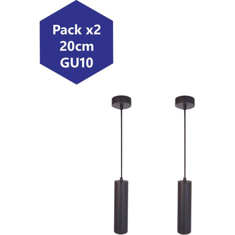 Pack de2 Lampes Suspendues de Plafond en Aluminium 20cm GU10 50W IP20 230V