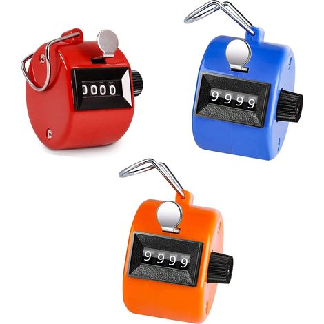 3-teiliges Set farbiger Handzählzähler, manueller Zähler, mechanischer Klickzähler, manueller Druckzähler, Gehäuse zum Zählen und Markieren von Zahlen (1/5)