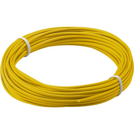 Goobay 55041 Alambre trenzado de cobre 1 núcleo aislado/cable trenzado de cobre/núcleo de alambre campana 18 x 0,1mm / cable trenzado AWG 26 / cable trenzado amarillo 10m