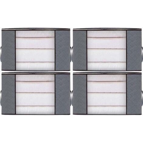 ALLIANDIS4pcs Sacs de Rangement Vêtement Grand Boite Rangement Cartons Déménagement pliable Housse Couette pour Couverture Jouet Vêtement (1/4)