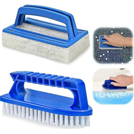 Lot de 2 brosses de piscine Dereine avec éponge, brosse de nettoyage anti-algues et anti-mousse pour spas, petites piscines et baignoires - Idée cadeau parfaite (1/4)