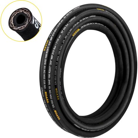 Tuyau Hydraulique 1/4" x 100 m, Tuyau d'Essence 5800 PSI, Durite de Carburant en Caoutchouc Résistant avec 2 Tresses en Fil d'Acier, Durite de Carburant -20 à 140 ℃, Transférer Huile Hydraulique (1/5)
