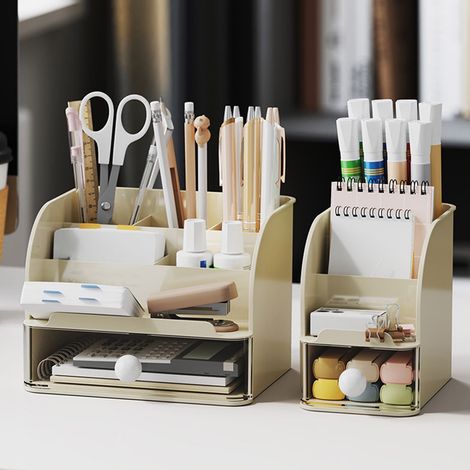 Fournitures de bureau, pot à crayons, boîte de rangement pour stylos, joli pot à crayons, convient pour le bureau, l'école et les fournitures artistiques (blanc). (1/5)