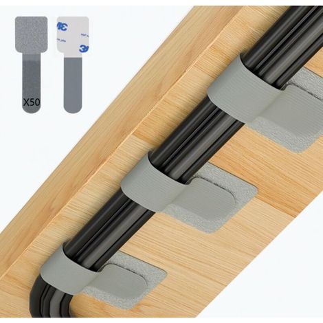 50 Sangles Velcro Auto Adhésives Rangement Fils & Câbles Bureau, PC, TV (Taille S) (1/5)