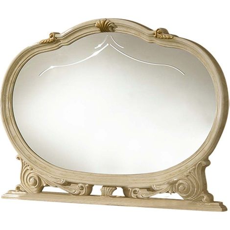 Miroir mural bois vernis laqué brillant beige Venus 130cm (1/2)