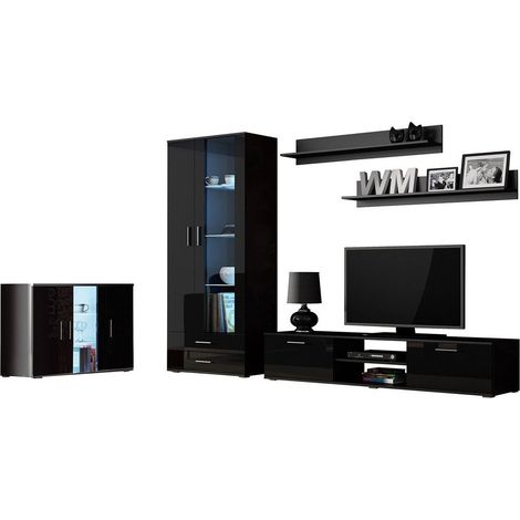 Conjunto de salón Tornola 116, Negro + Negro brillante (1/5)
