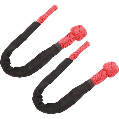 Lot de 2 manilles souples de remorquage, force de rupture de 38 000 lb, résistance à la déchirure, portables, pour camions, grands VUS et véhicules tout-terrain, rouge. (1/5)