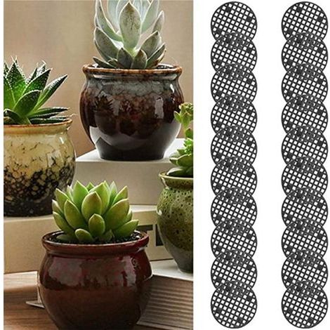 50 tapis à mailles pour pots de 4,5 cm, grilles étanches, grilles de fond de pot, grilles de pot en céramique plastique, entretoises rondes (1/5)