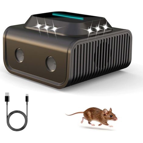 Répulsif contre les martres avec flash LED, répulsif contre les martres, grenier, souris à ultrasons USB et rats, répulsif à ultrasons à 360 °, répulsif à ultrasons pour la maison, le jardin, le (1/5)