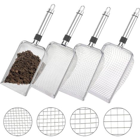 4 Stück Gartensieb aus Edelstahl Erdsieb mit Griff Kompostsieb für Gartenarbeit Sand Saatgut(2/2.8/3.8/5mm Masche) (1/5)